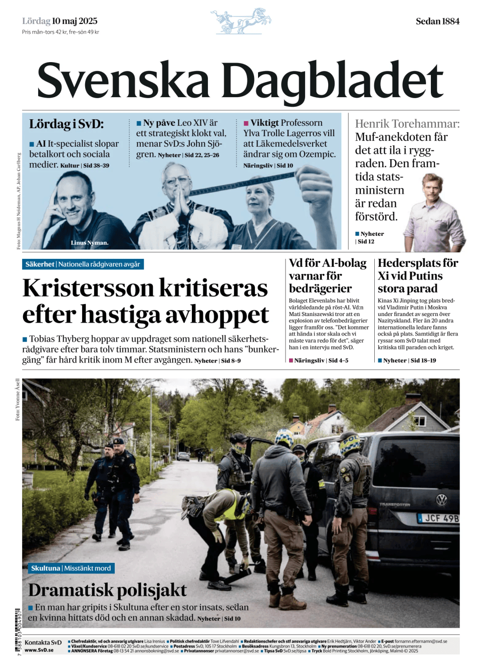 Prima-pagina-Svenska Dagbladet-edizione-di-oggi-20250510